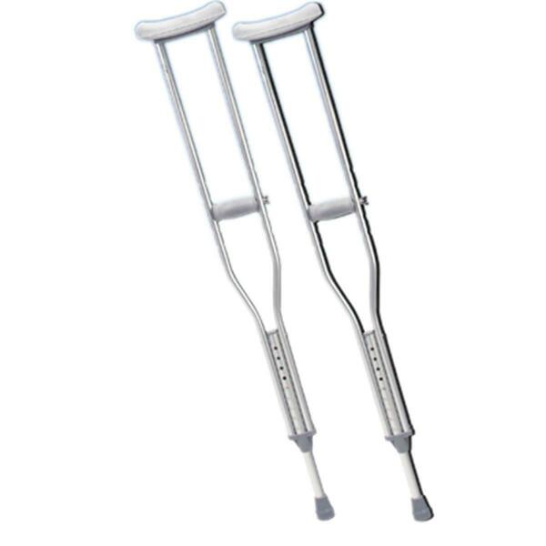 Fabrication Enterprises 4 Ft. 2 In. - 5 Ft. 2 In. Underarm Adjustable Aluminum Crutch, Youth - 8 Pair 43-2052-8